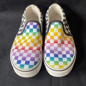 New Vans rainbow checked slip on